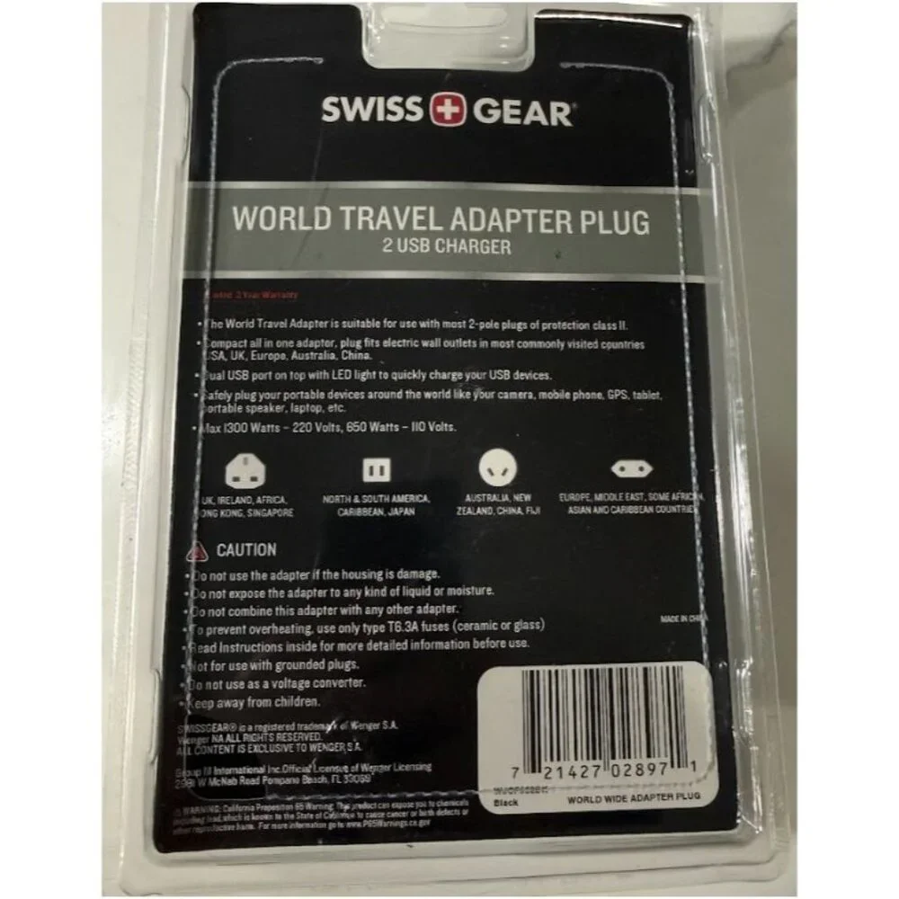 Swiss Gear World Travel Adapter Plug With 2 USB Charger